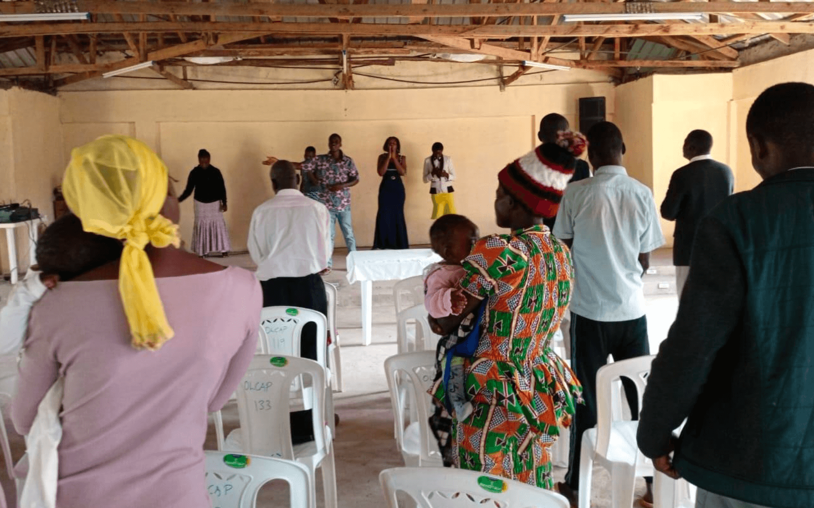 Praise and worship during a Sunday service